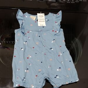 First Impressions Blue Heart Print One Piece